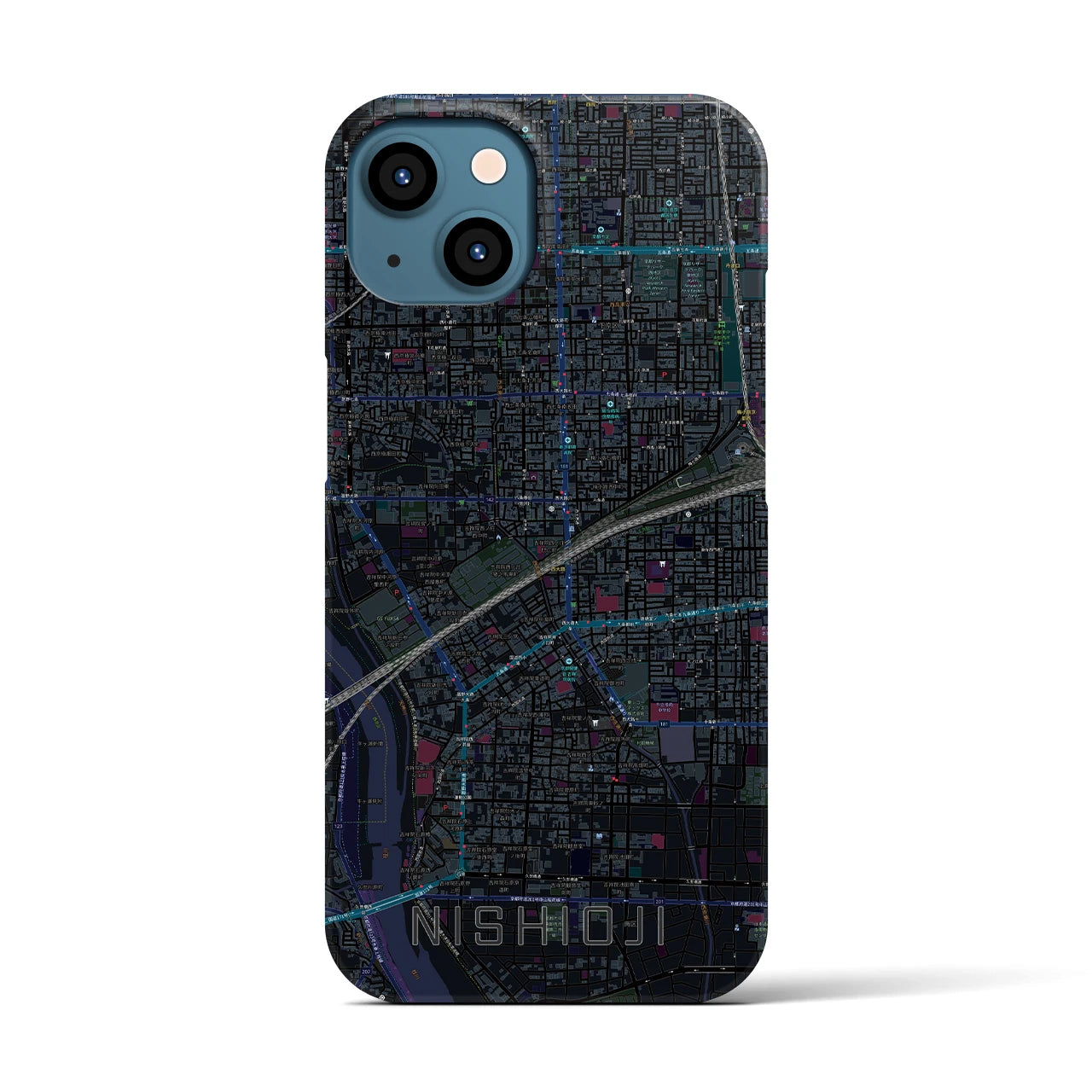 【西大路(京都府)】地図柄iPhoneケース(バックカバータイプ)