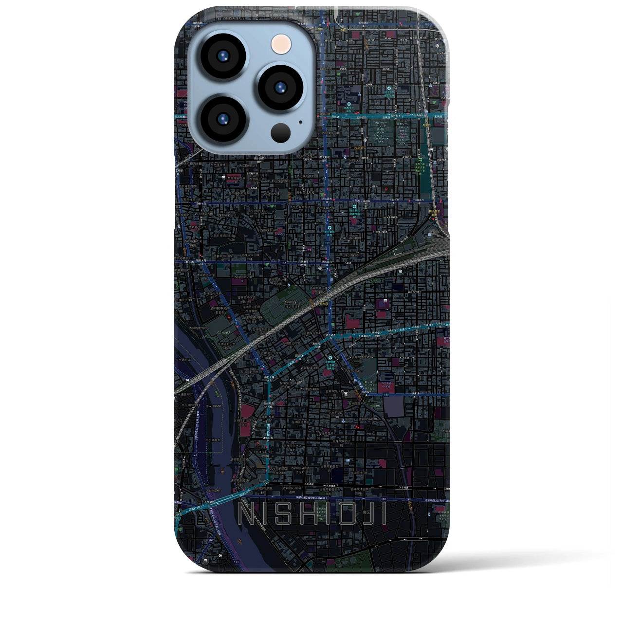【西大路(京都府)】地図柄iPhoneケース(バックカバータイプ)