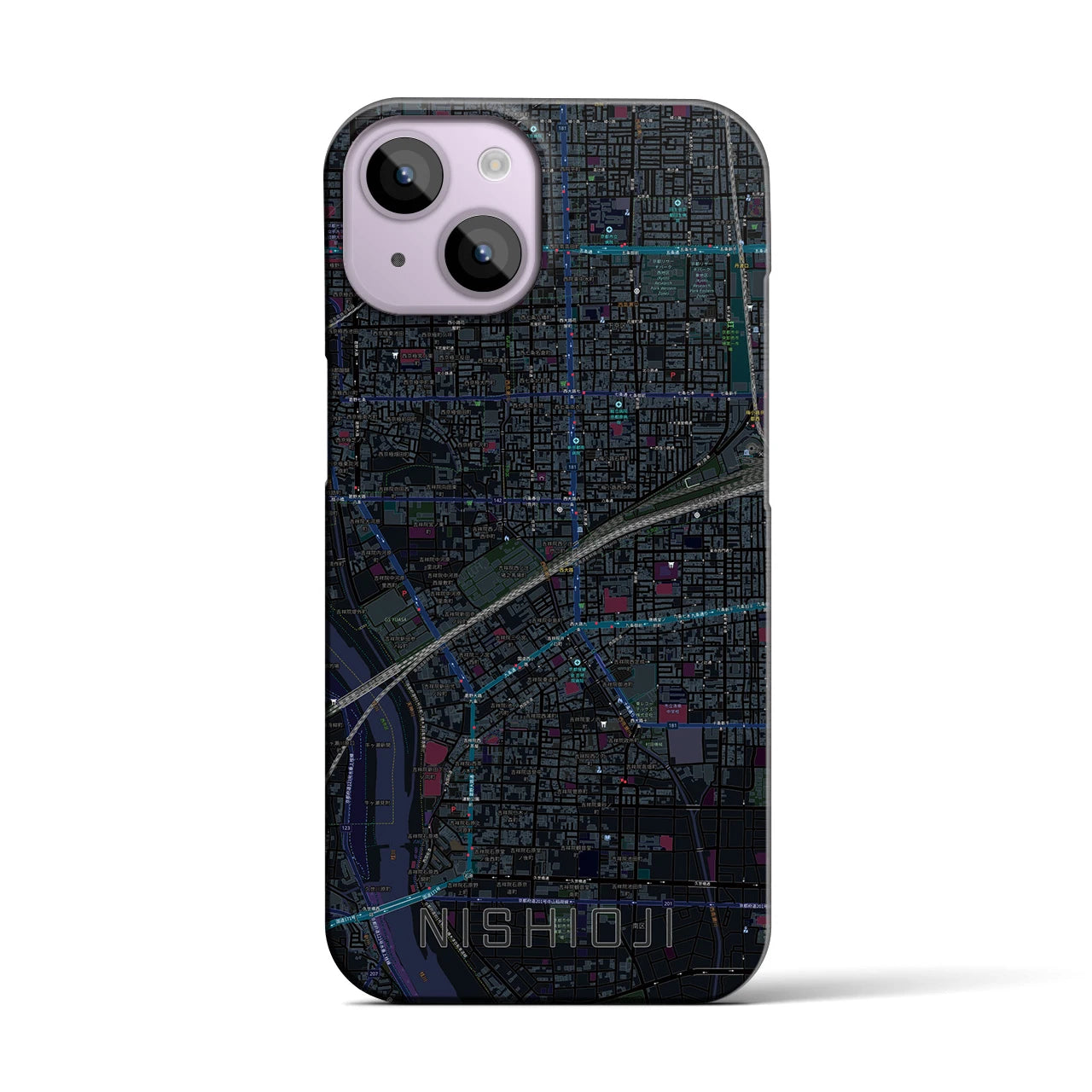 【西大路(京都府)】地図柄iPhoneケース(バックカバータイプ)