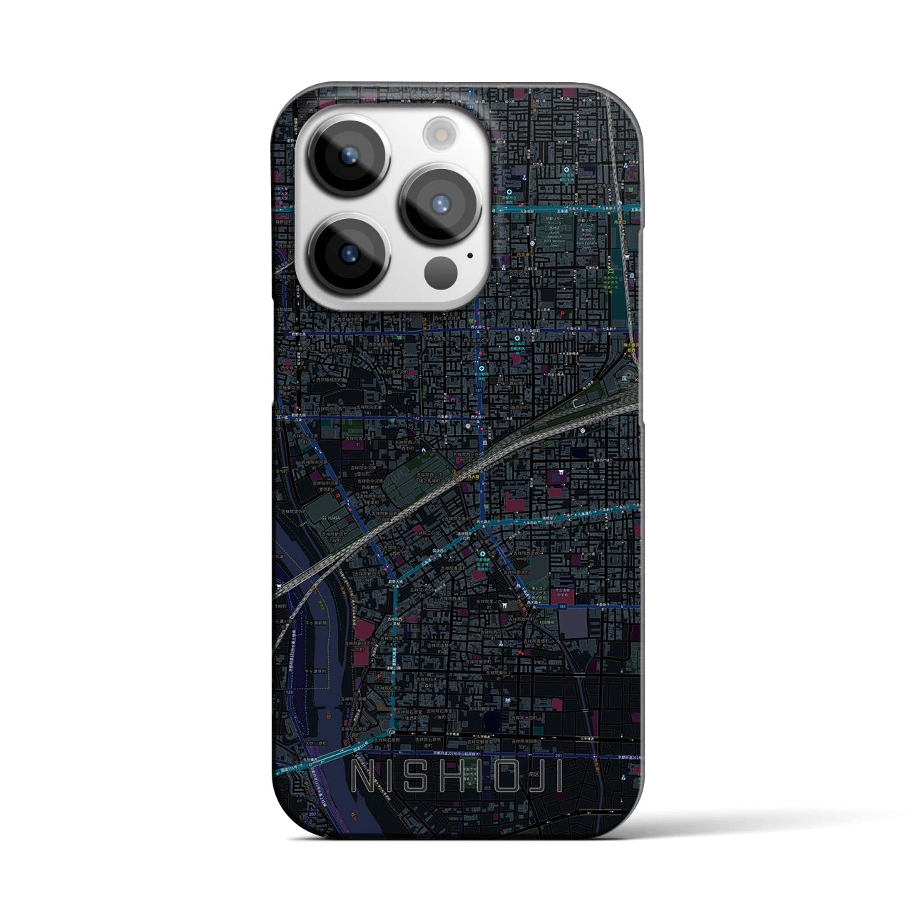 【西大路(京都府)】地図柄iPhoneケース(バックカバータイプ)