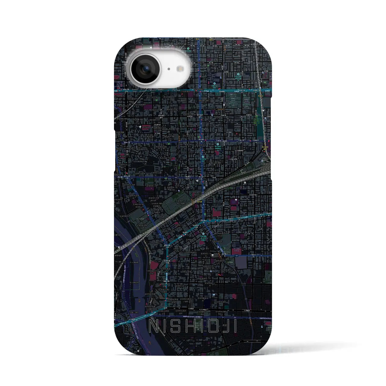 【西大路(京都府)】地図柄iPhoneケース(バックカバータイプ)
