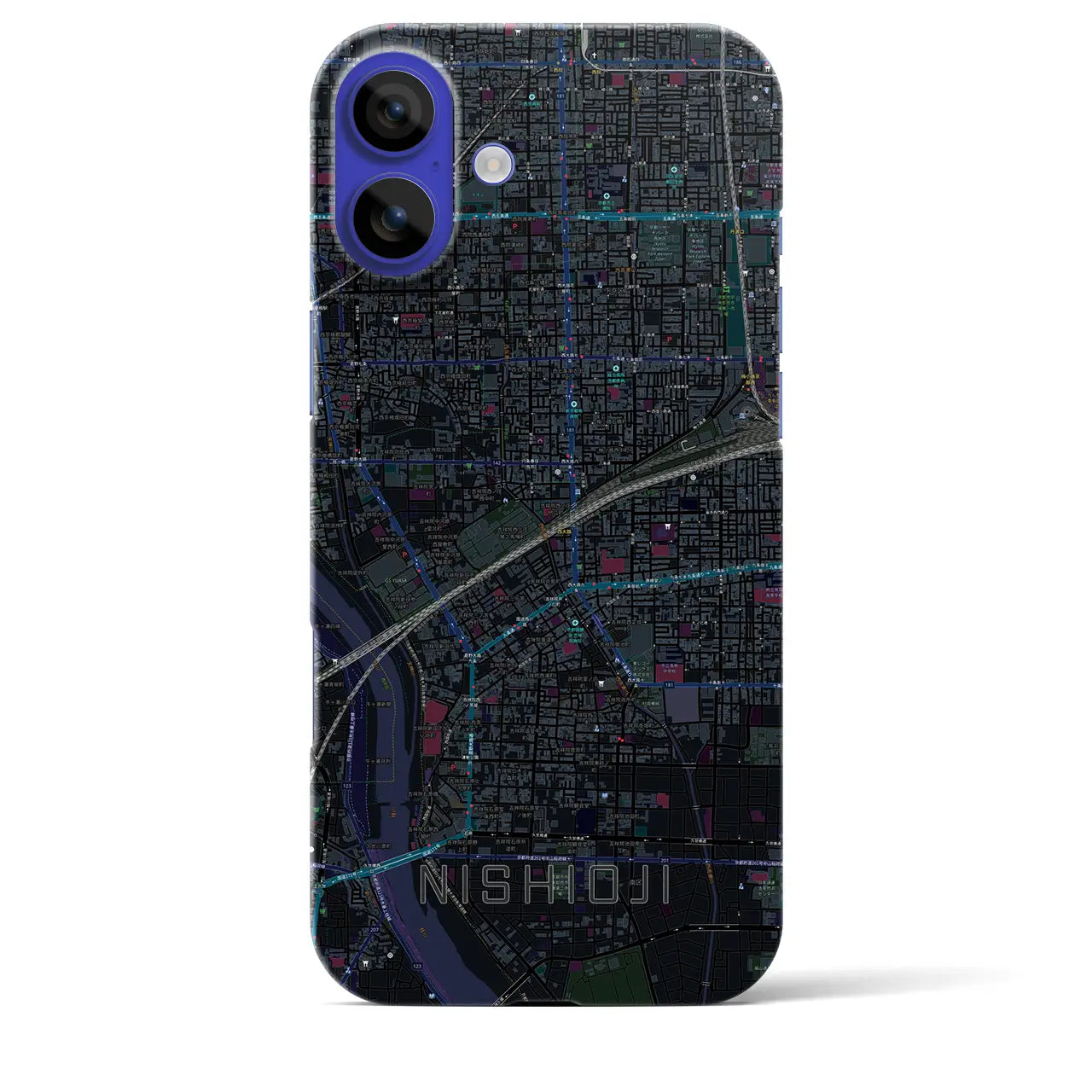 【西大路(京都府)】地図柄iPhoneケース(バックカバータイプ)