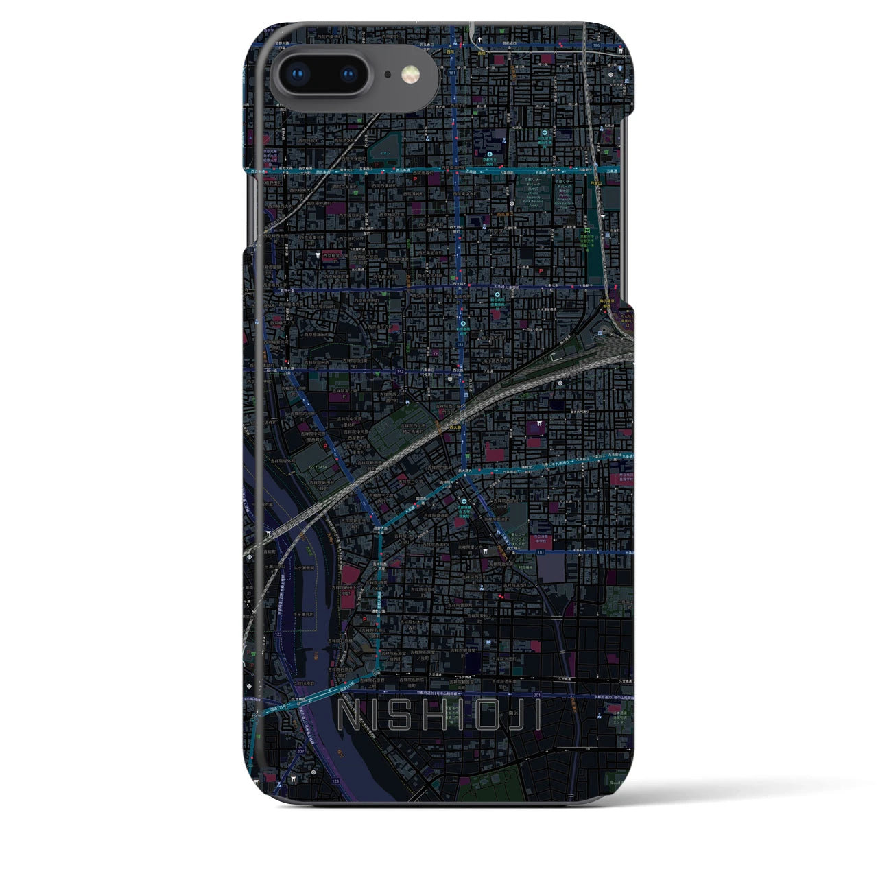 【西大路(京都府)】地図柄iPhoneケース(バックカバータイプ)