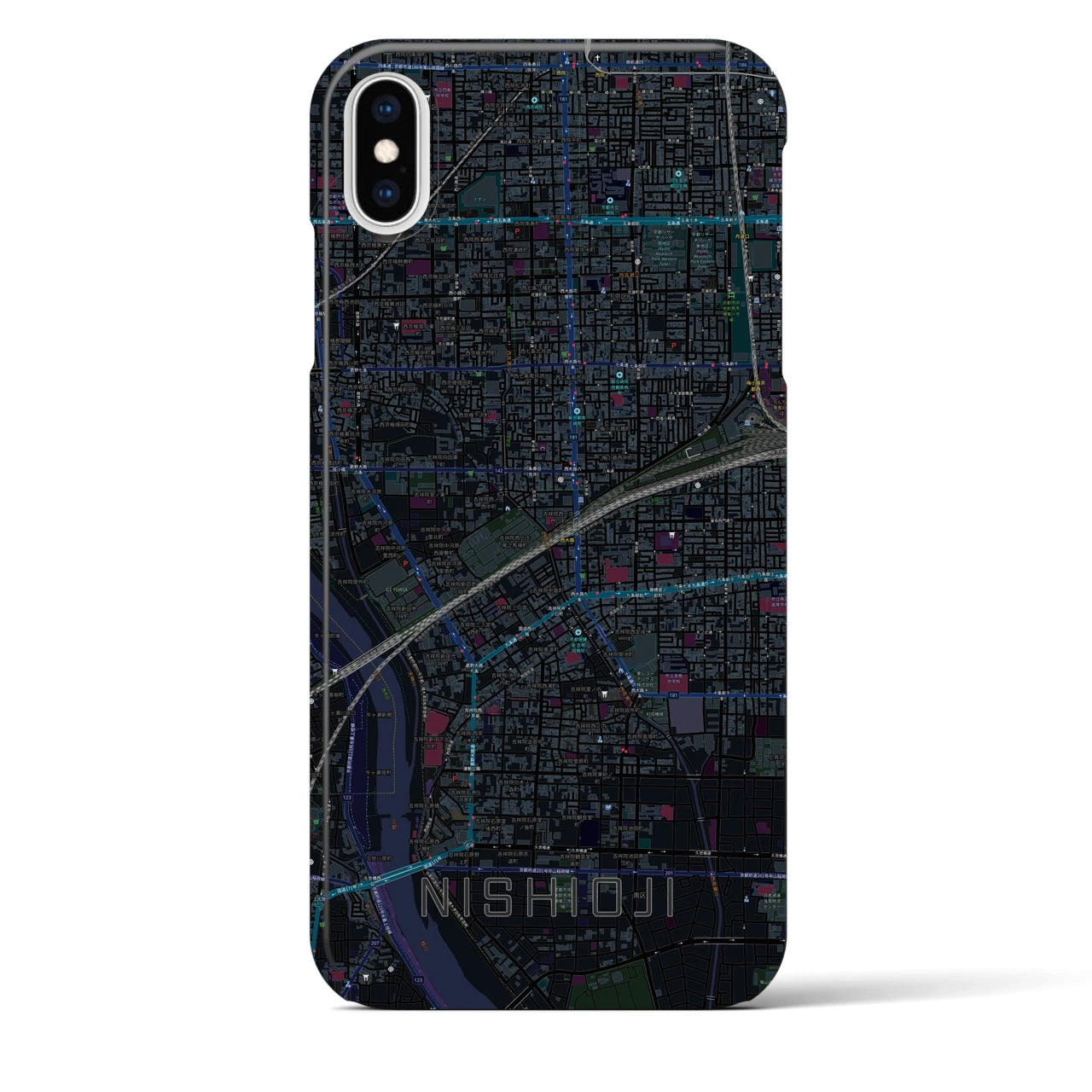 【西大路(京都府)】地図柄iPhoneケース(バックカバータイプ)