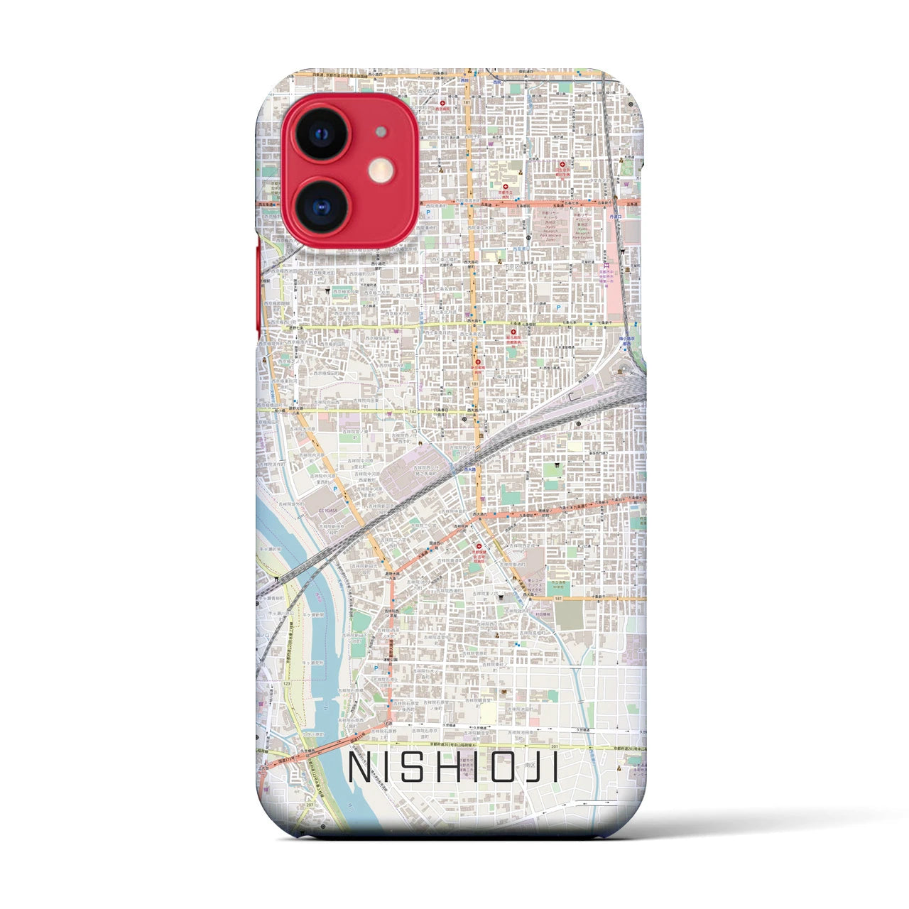 【西大路(京都府)】地図柄iPhoneケース(バックカバータイプ)