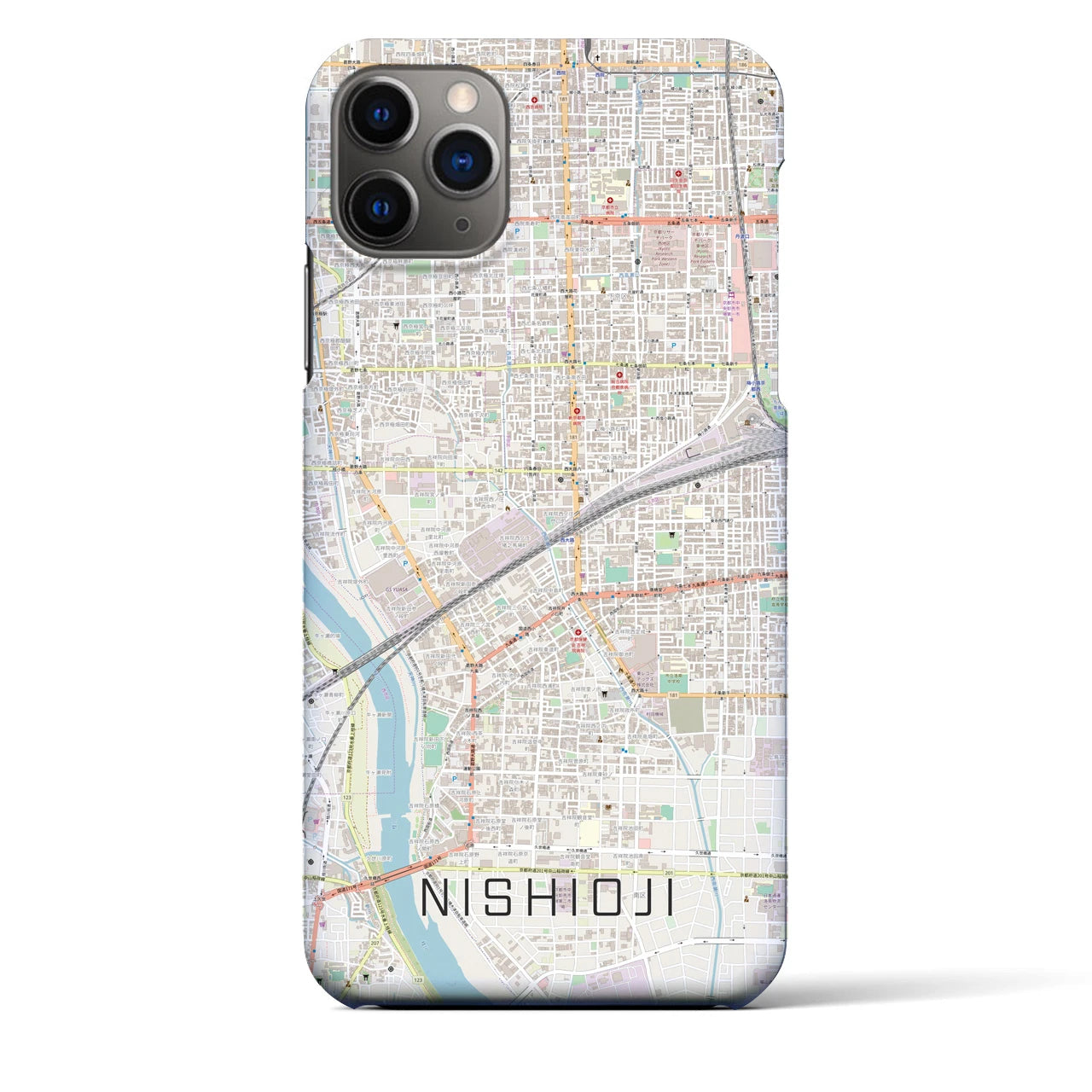 【西大路(京都府)】地図柄iPhoneケース(バックカバータイプ)
