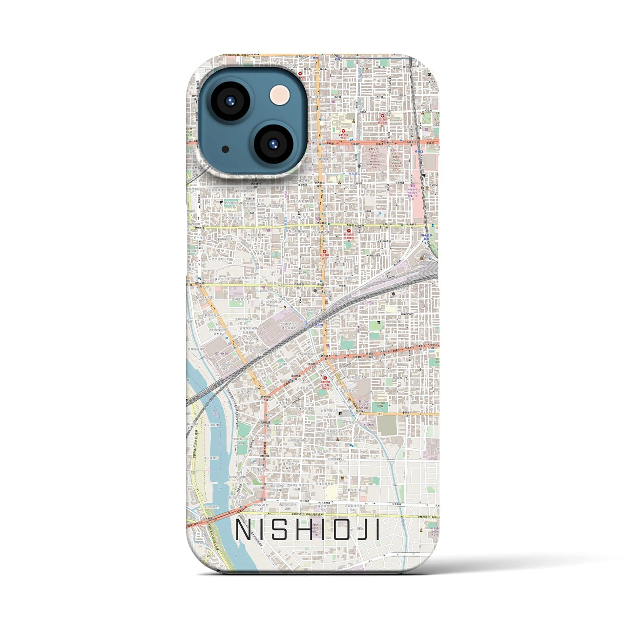 【西大路(京都府)】地図柄iPhoneケース(バックカバータイプ)