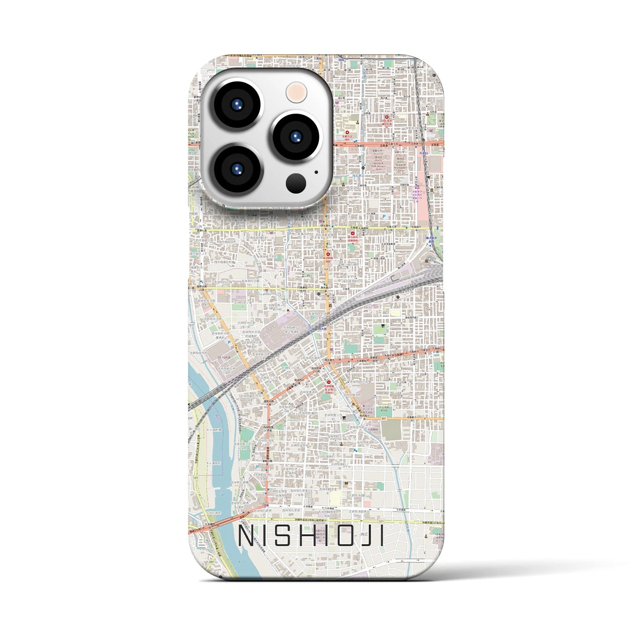 【西大路(京都府)】地図柄iPhoneケース(バックカバータイプ)
