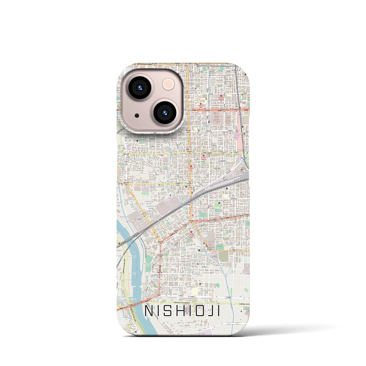 【西大路(京都府)】地図柄iPhoneケース(バックカバータイプ)