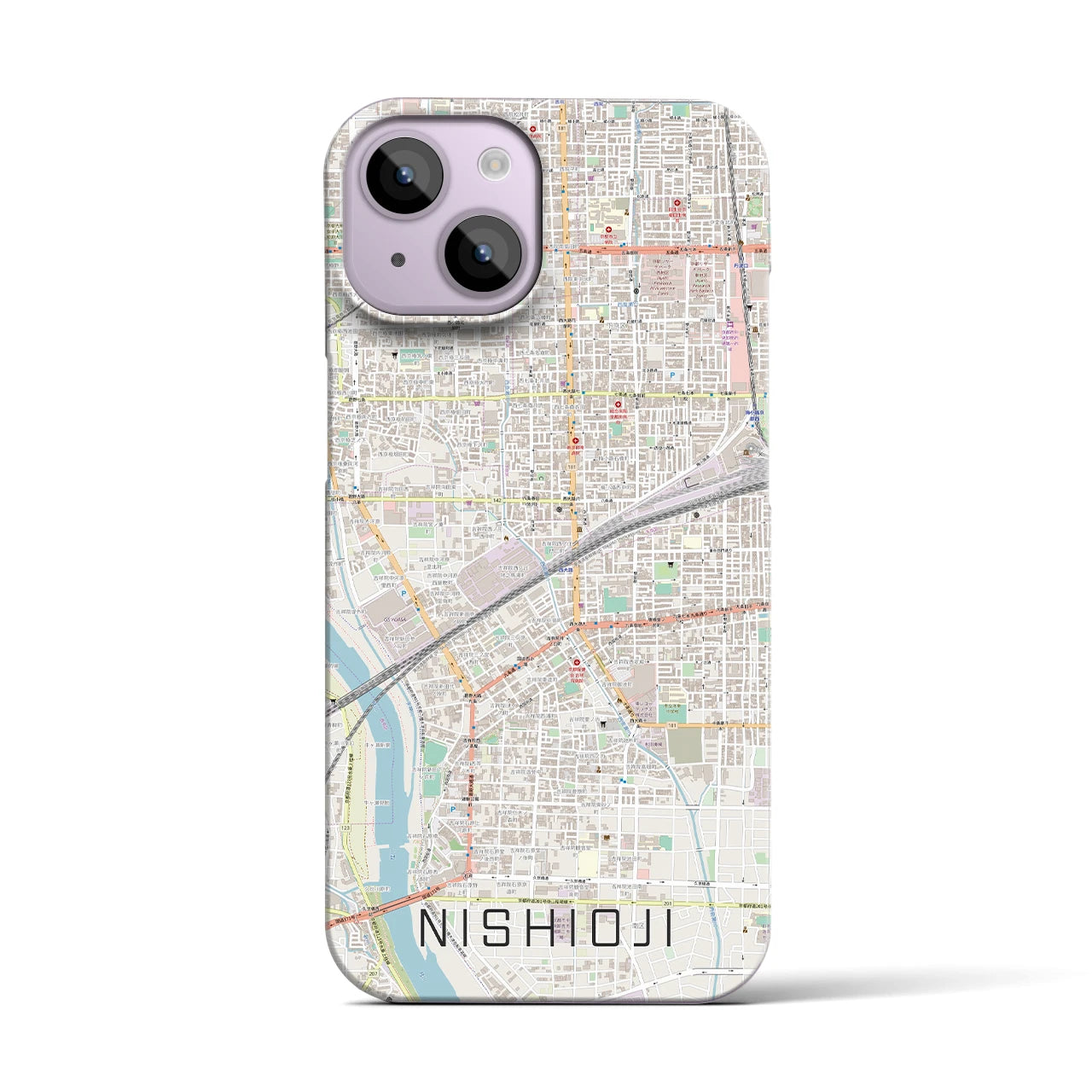 【西大路(京都府)】地図柄iPhoneケース(バックカバータイプ)