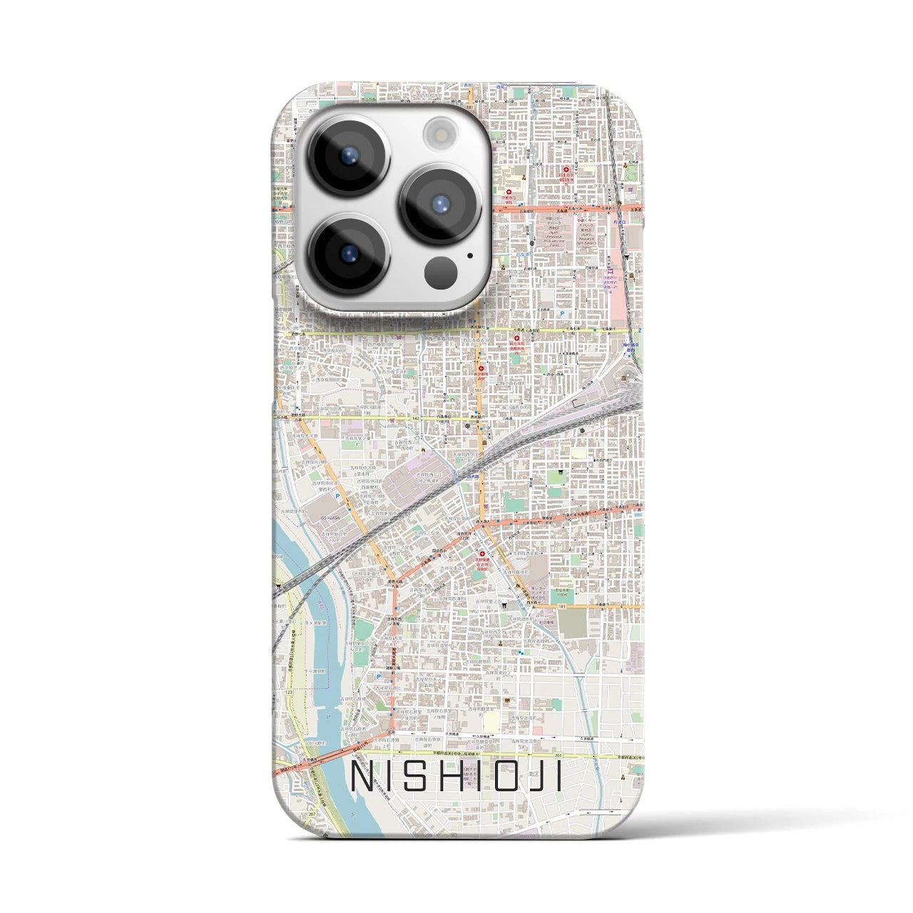 【西大路(京都府)】地図柄iPhoneケース(バックカバータイプ)
