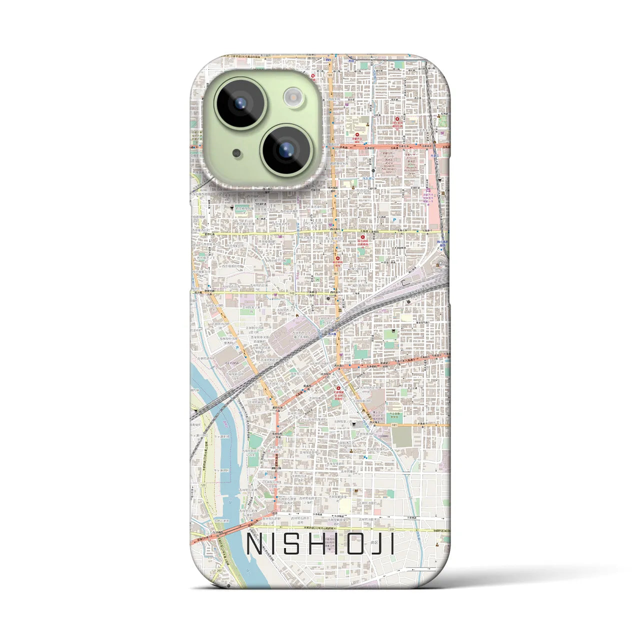 【西大路(京都府)】地図柄iPhoneケース(バックカバータイプ)