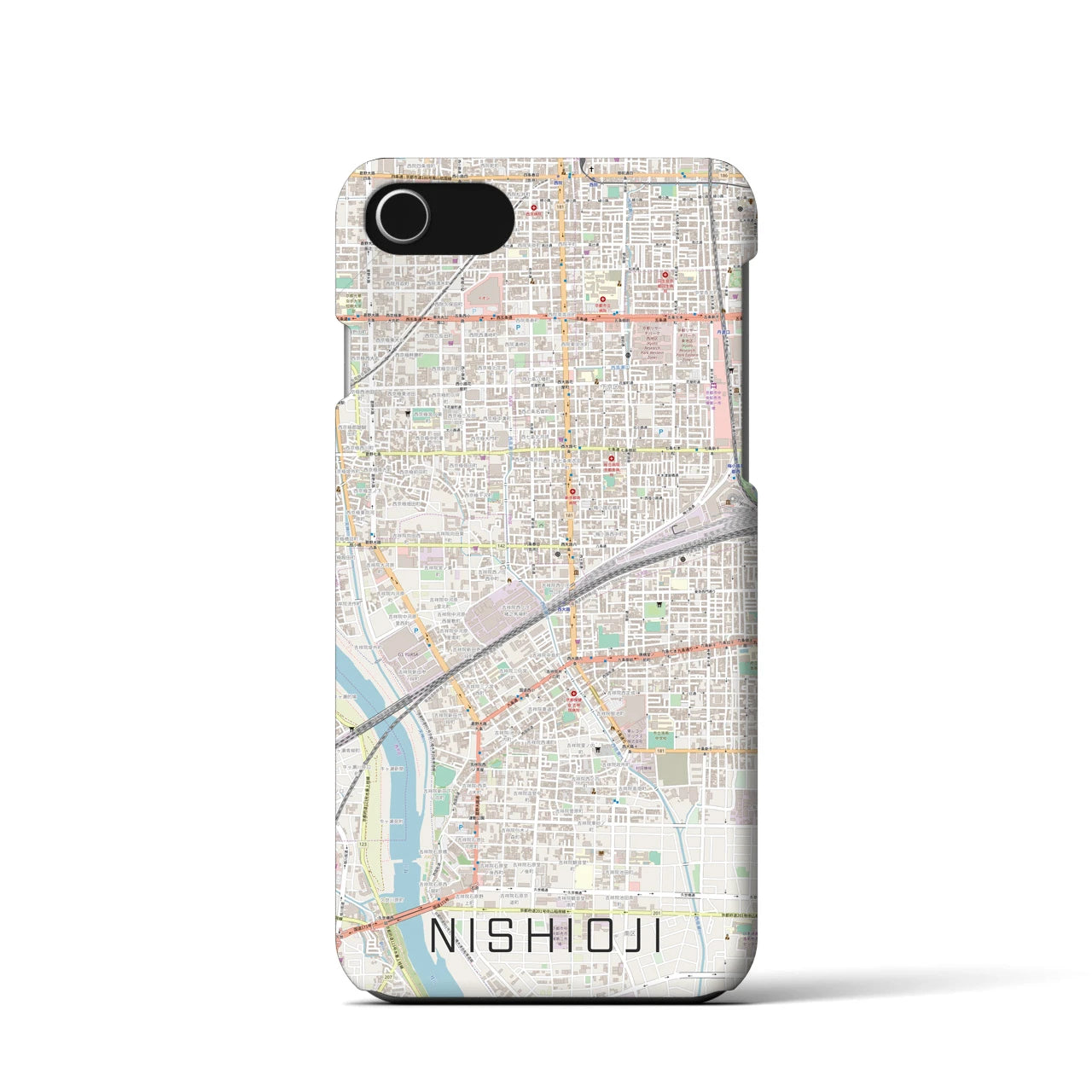 【西大路(京都府)】地図柄iPhoneケース(バックカバータイプ)