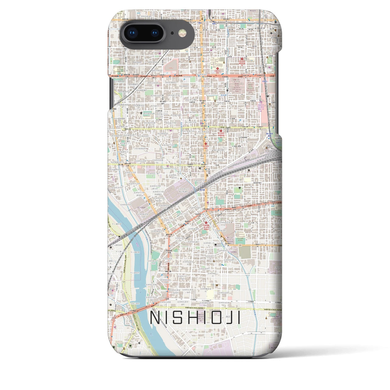 【西大路(京都府)】地図柄iPhoneケース(バックカバータイプ)