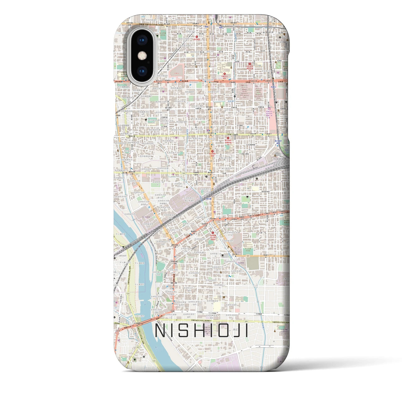 【西大路(京都府)】地図柄iPhoneケース(バックカバータイプ)