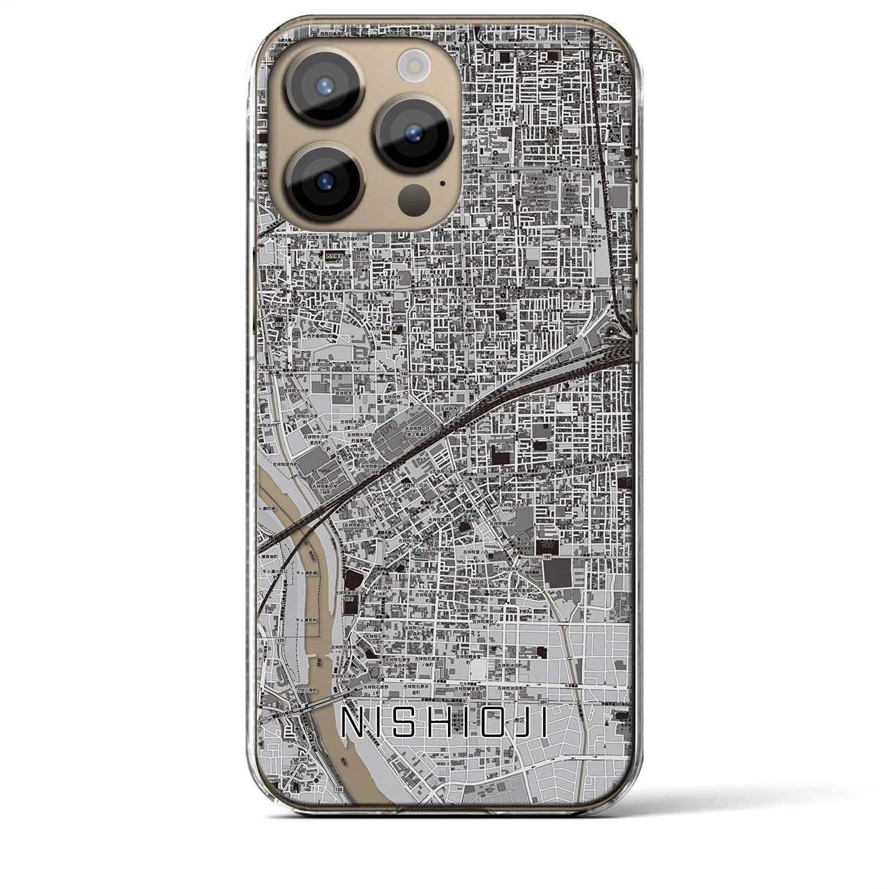 【西大路(京都府)】地図柄iPhoneケース(クリアタイプ)