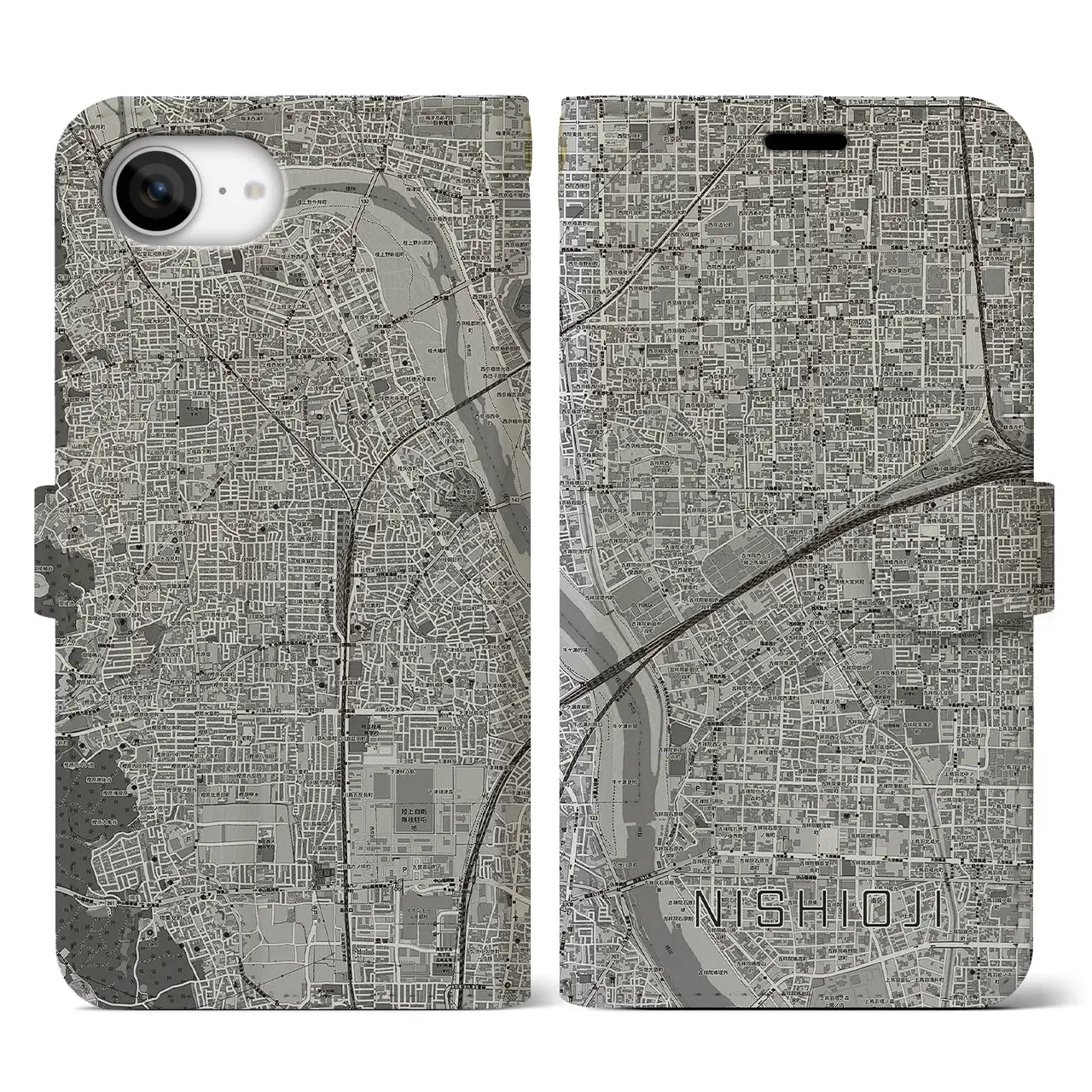 【西大路(京都府)】地図柄iPhoneケース(手帳タイプ)