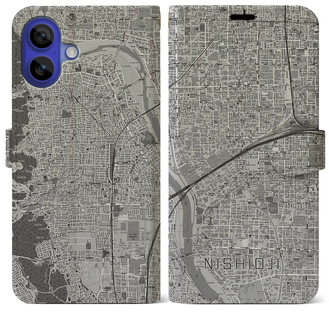 【西大路(京都府)】地図柄iPhoneケース(手帳タイプ)