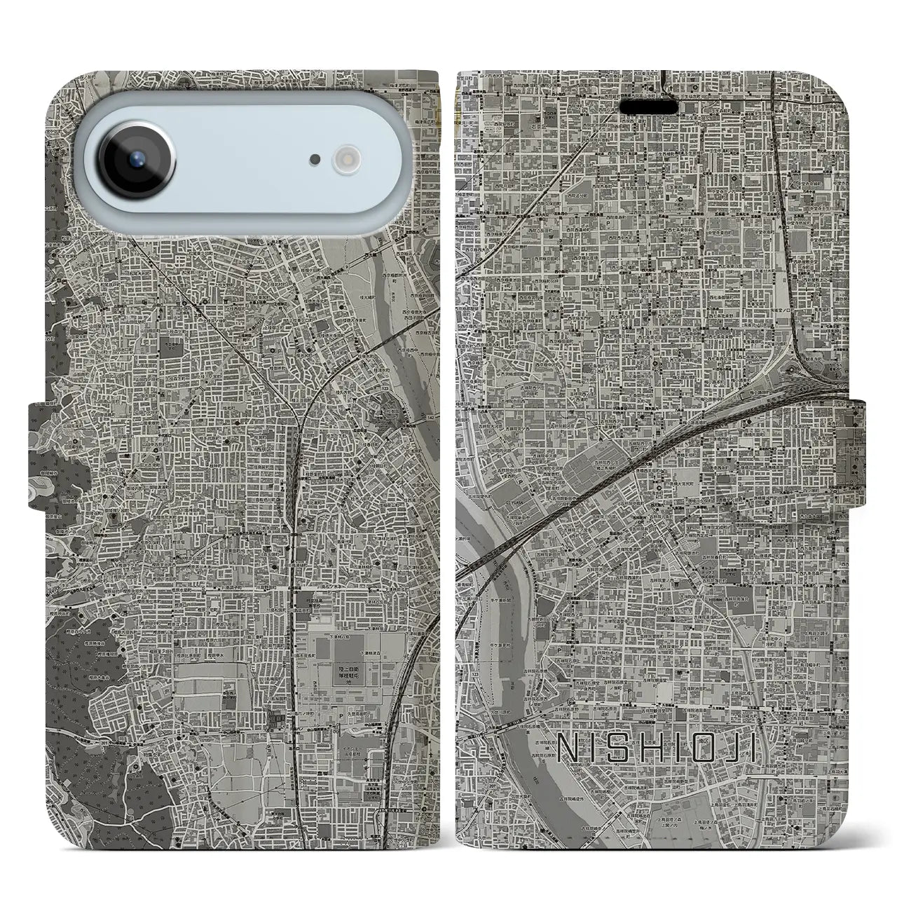 【西大路(京都府)】地図柄iPhoneケース(手帳タイプ)