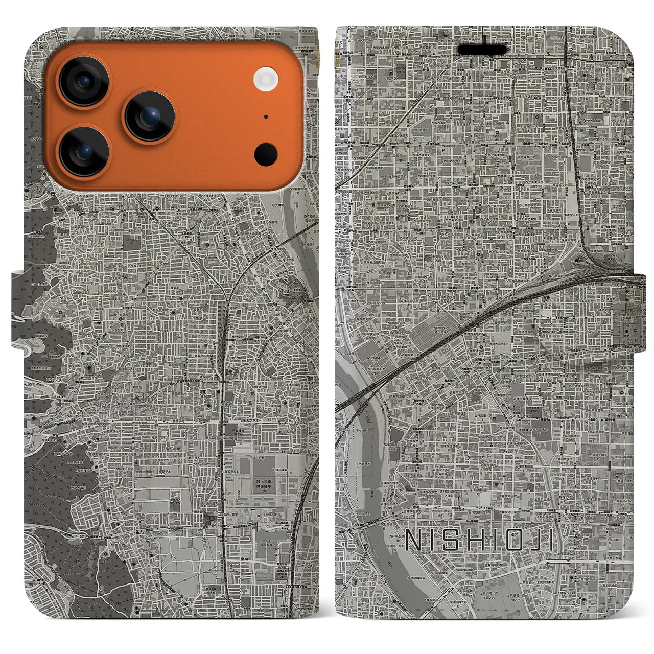【西大路(京都府)】地図柄iPhoneケース(手帳タイプ)