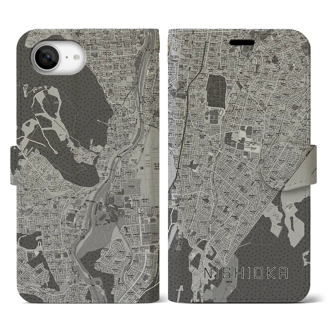 【西岡(北海道)】地図柄iPhoneケース(手帳タイプ)