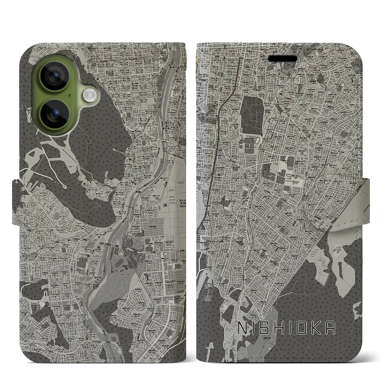 【西岡(北海道)】地図柄iPhoneケース(手帳タイプ)