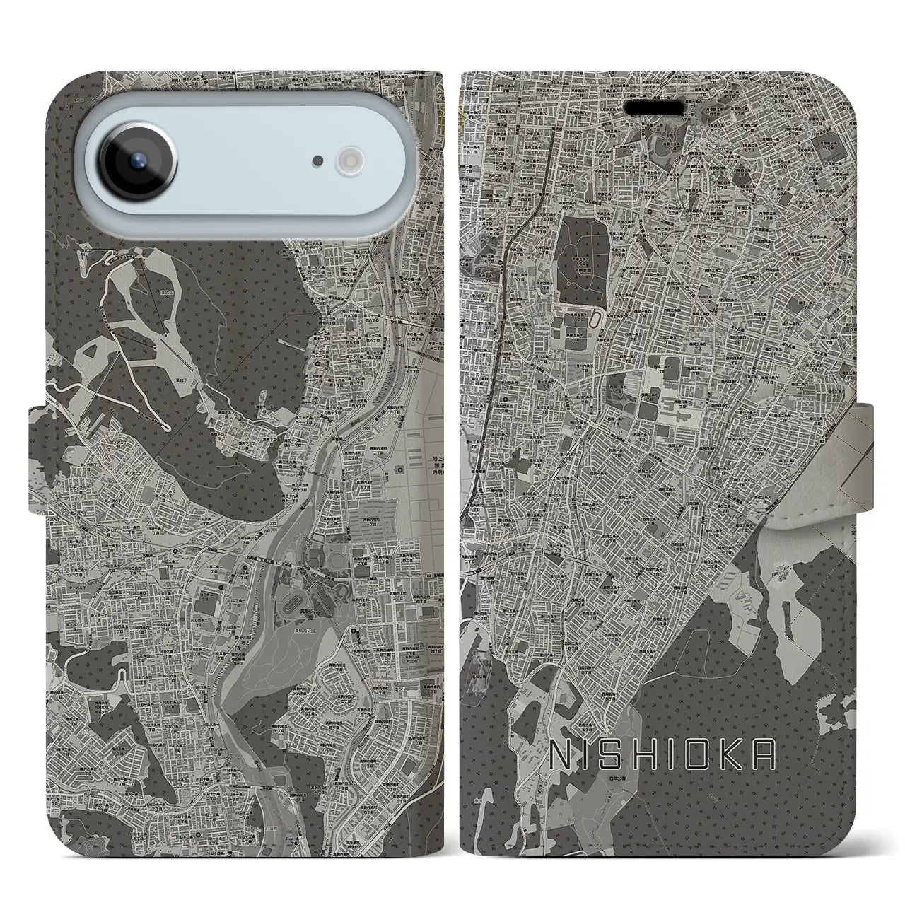 【西岡(北海道)】地図柄iPhoneケース(手帳タイプ)