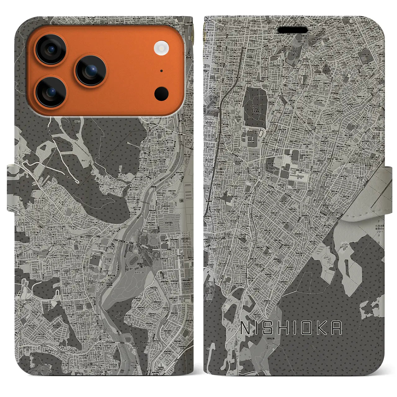 【西岡(北海道)】地図柄iPhoneケース(手帳タイプ)