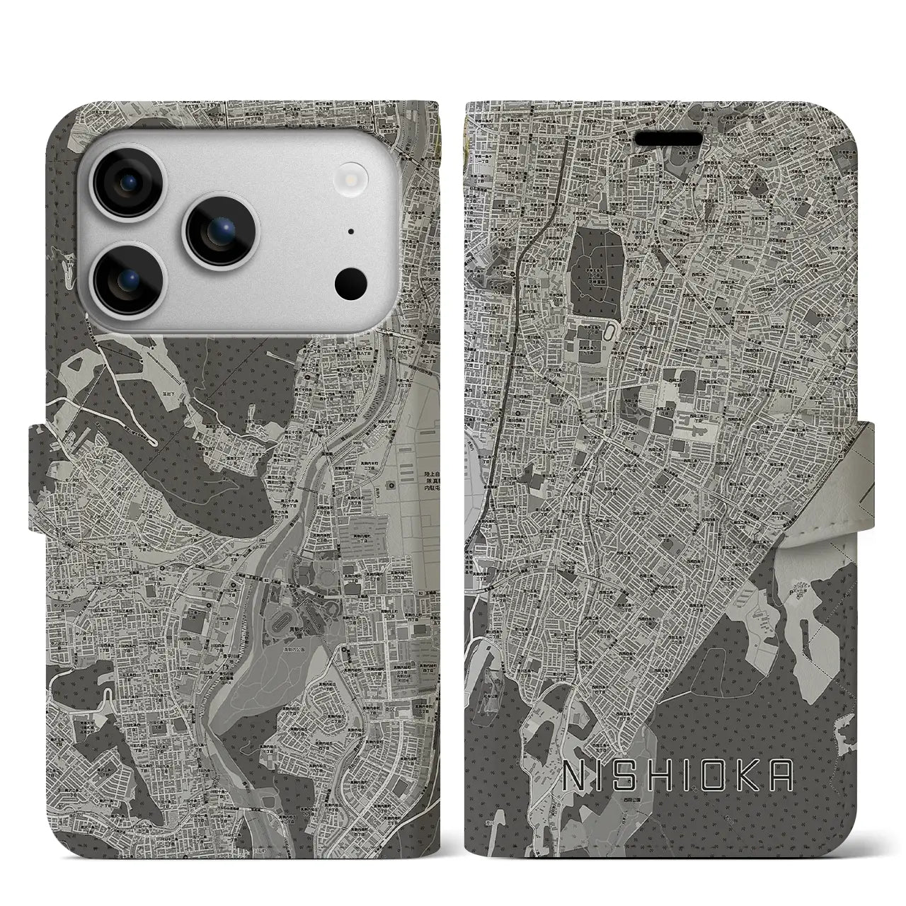 【西岡(北海道)】地図柄iPhoneケース(手帳タイプ)