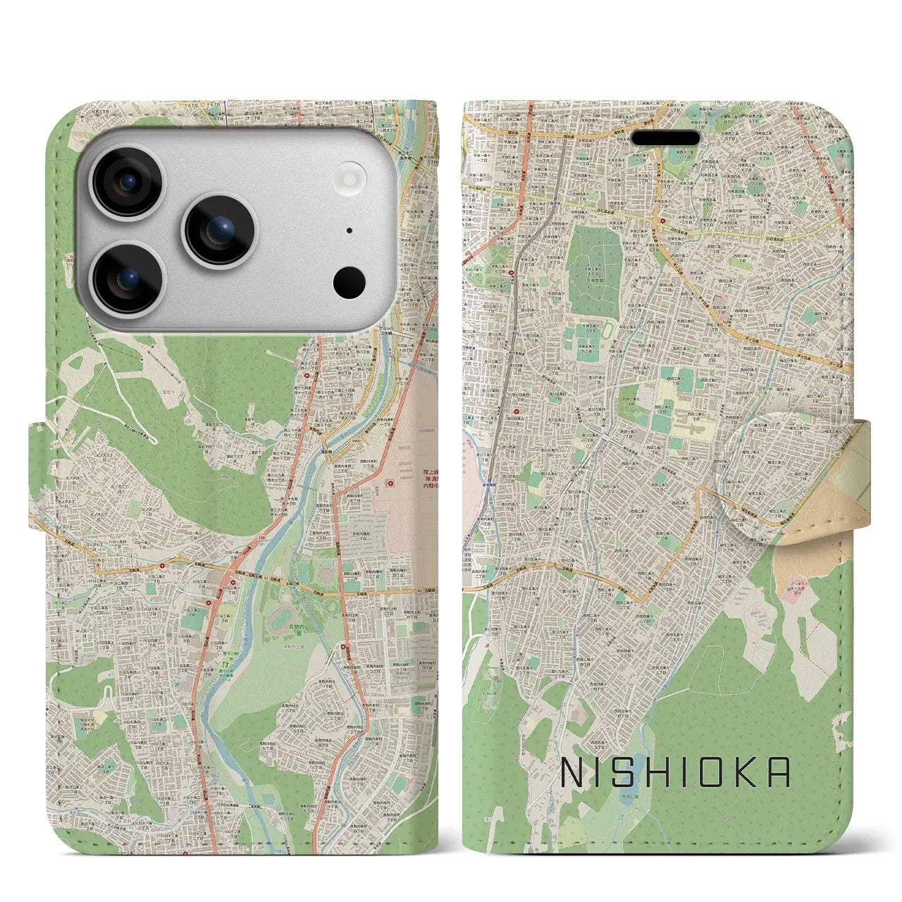 【西岡(北海道)】地図柄iPhoneケース(手帳タイプ)