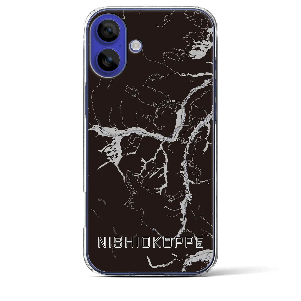 【西興部(北海道)】地図柄iPhoneケース(クリアタイプ)モノトーン・iPhone 16 Pro Max 用