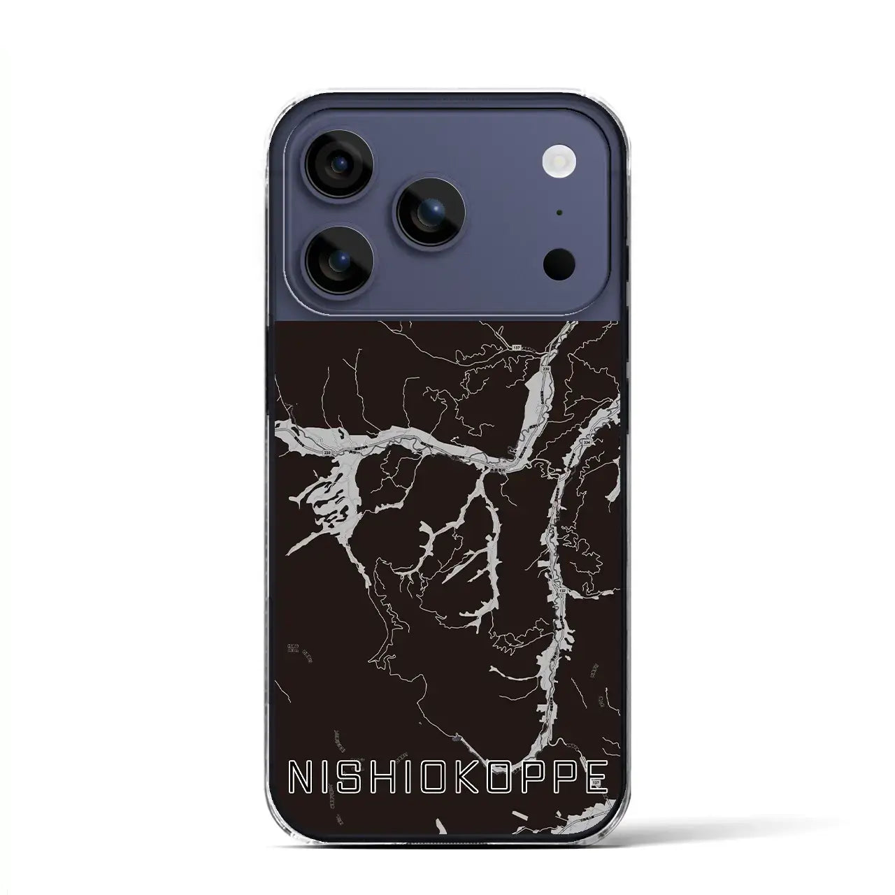 【西興部(北海道)】地図柄iPhoneケース(クリアタイプ)モノトーン・iPhone 17 Pro Max 用