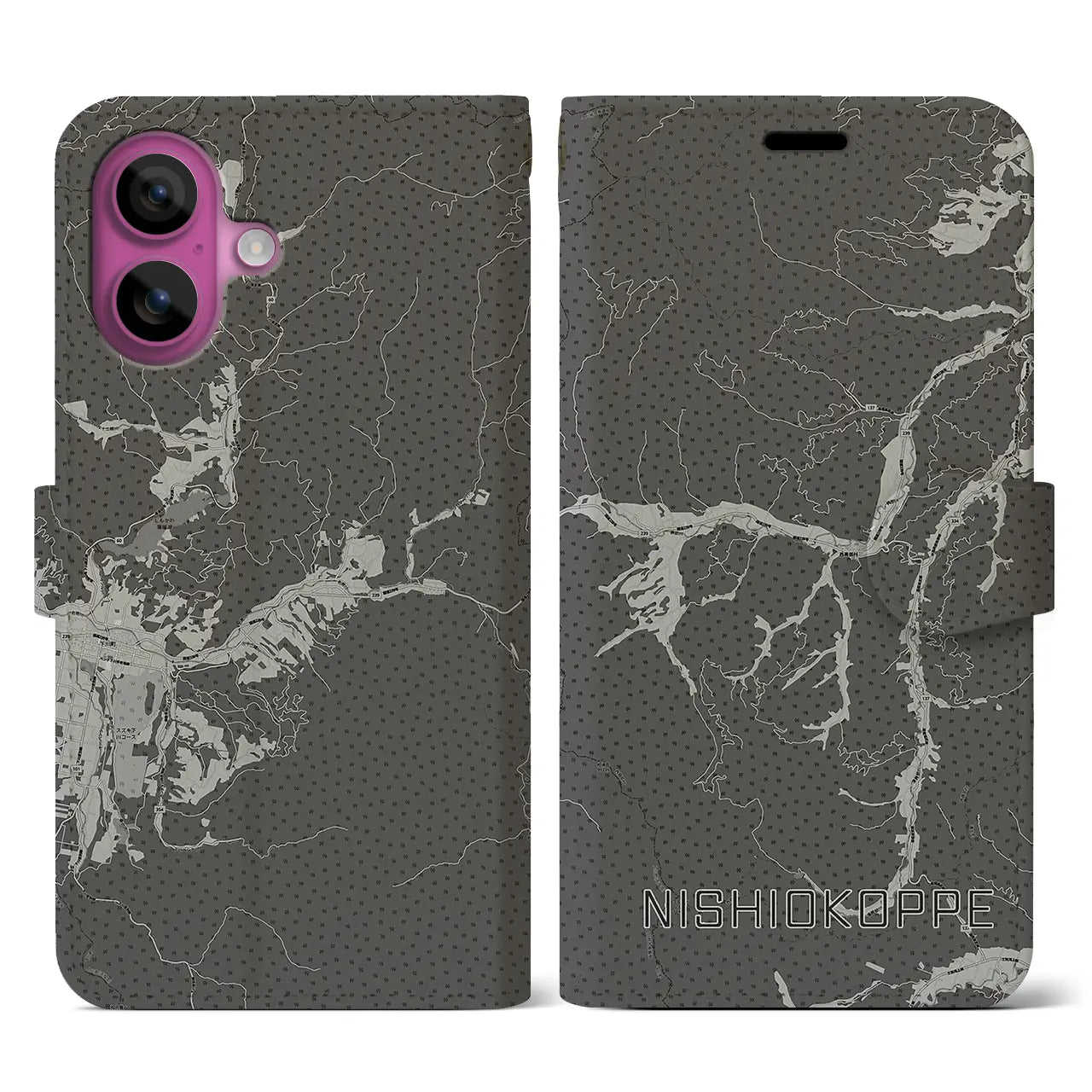 【西興部(北海道)】地図柄iPhoneケース(手帳タイプ)