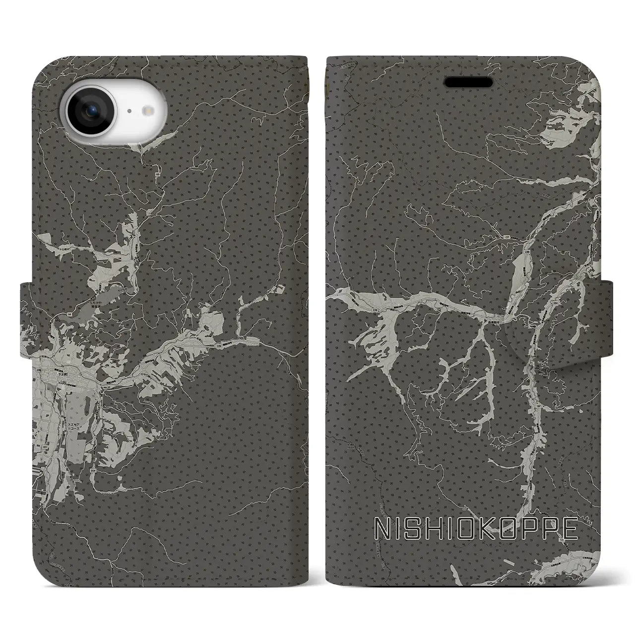 【西興部(北海道)】地図柄iPhoneケース(手帳タイプ)