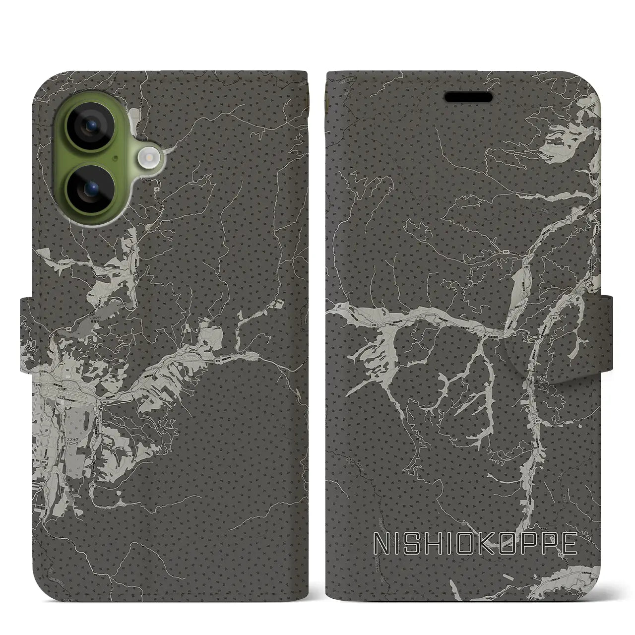 【西興部(北海道)】地図柄iPhoneケース(手帳タイプ)