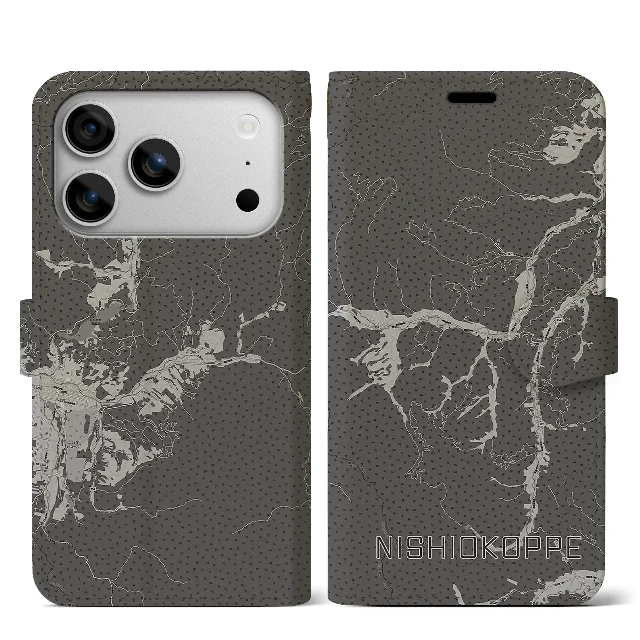 【西興部(北海道)】地図柄iPhoneケース(手帳タイプ)