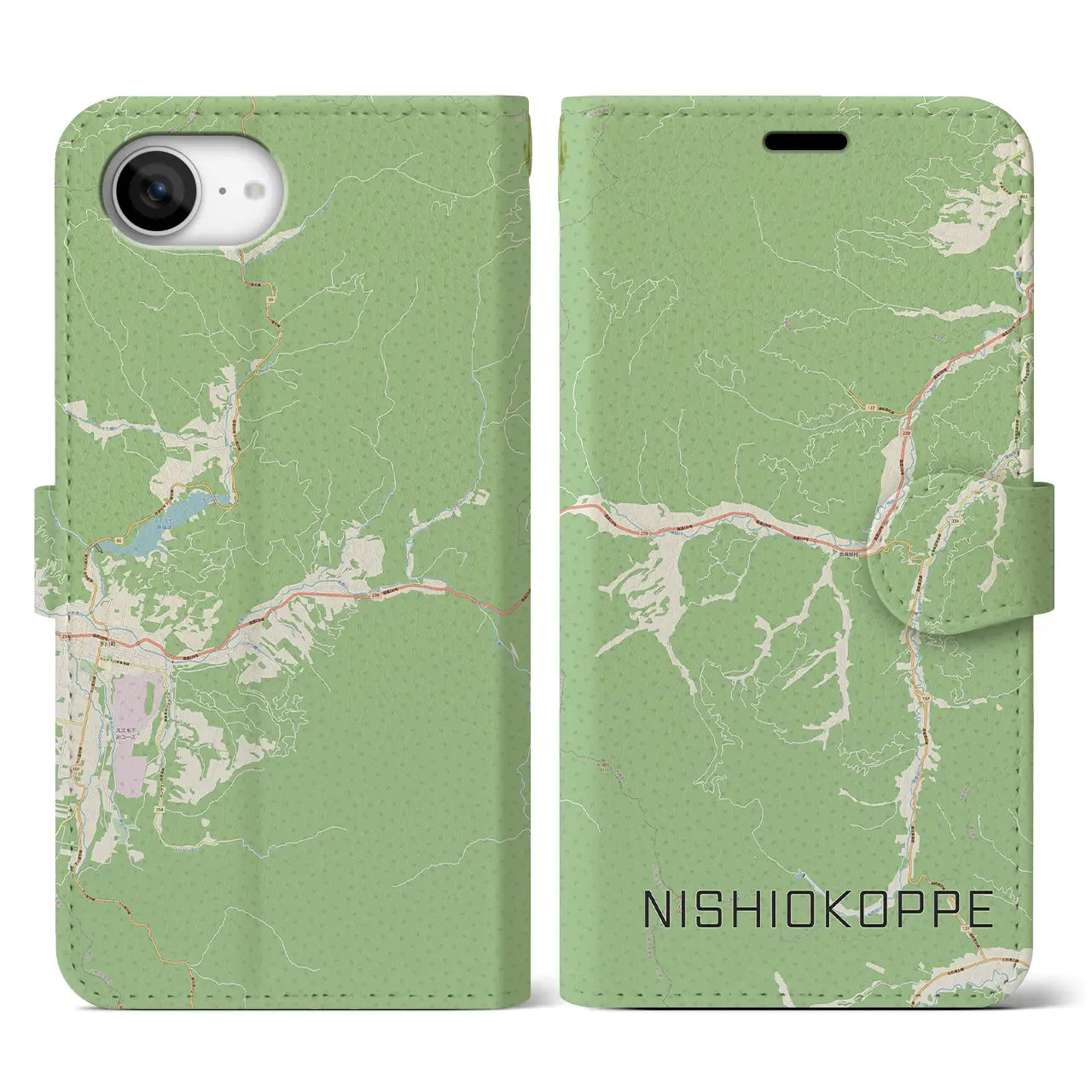 【西興部(北海道)】地図柄iPhoneケース(手帳タイプ)