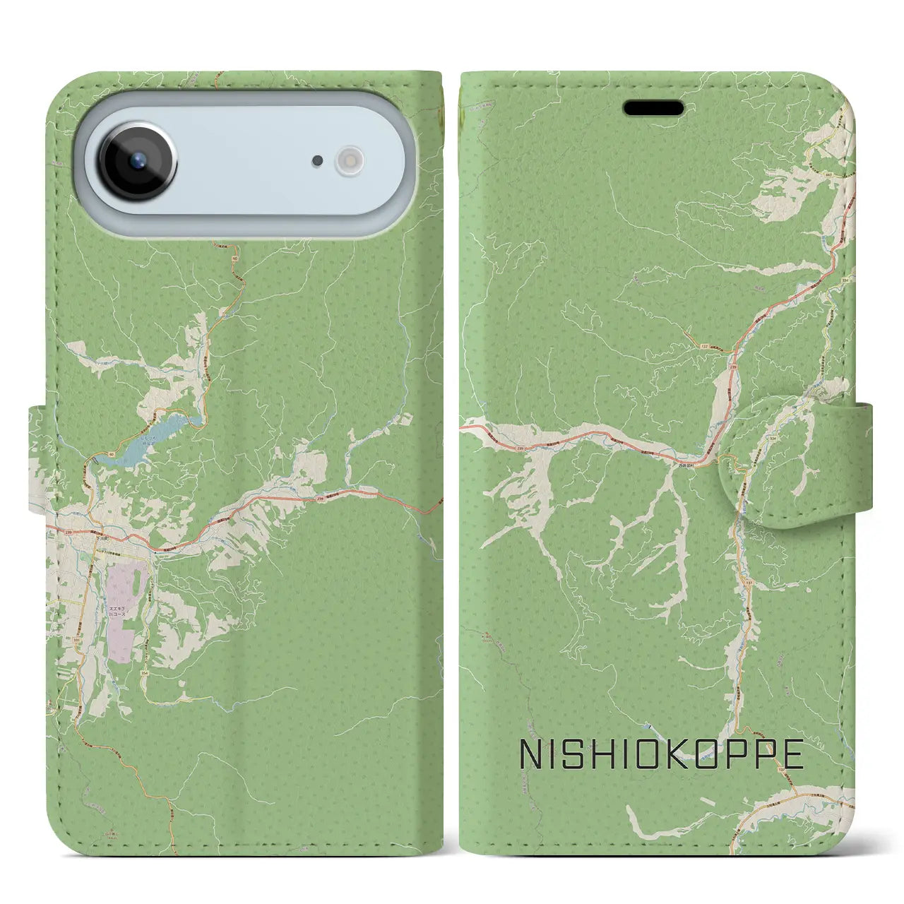 【西興部(北海道)】地図柄iPhoneケース(手帳タイプ)