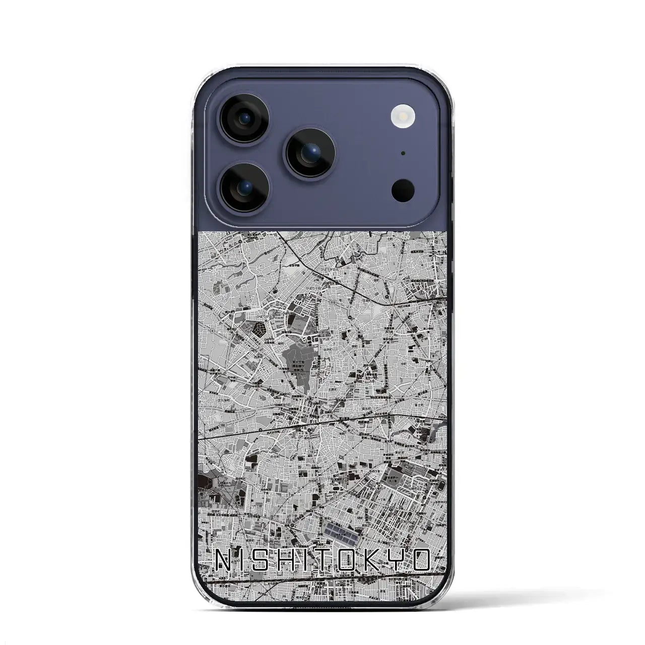 【西東京(東京都)】地図柄iPhoneケース(クリアタイプ)モノトーン・iPhone 17 Pro Max 用