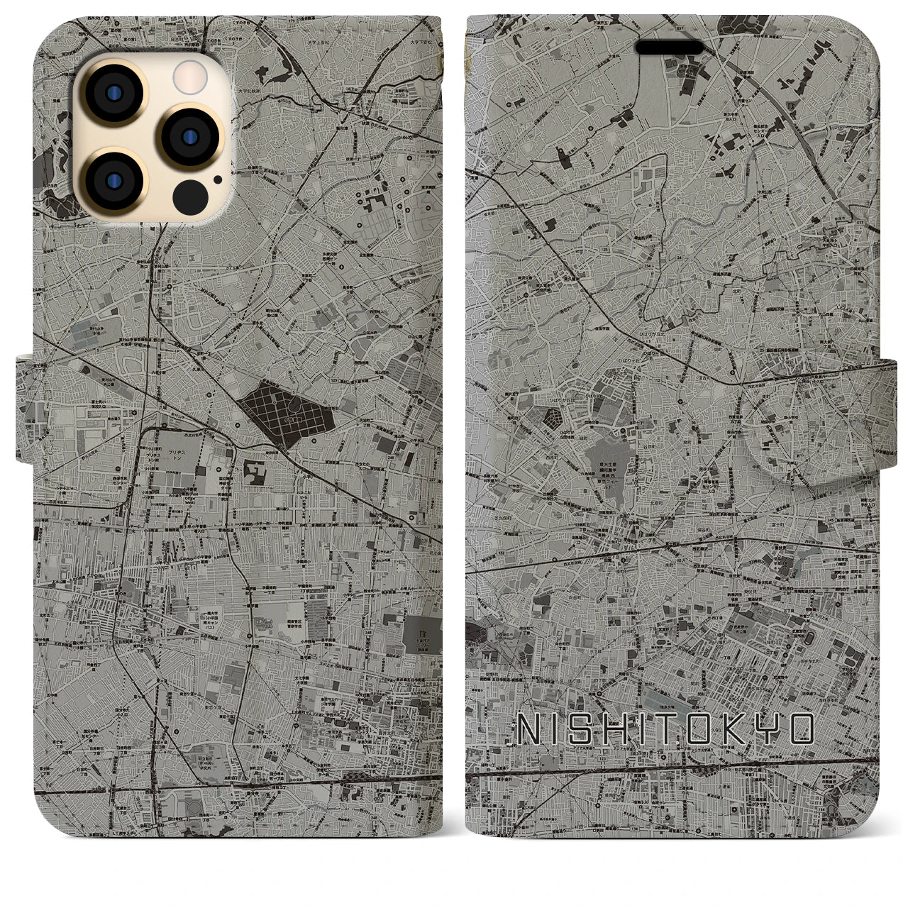 【西東京(東京都)】地図柄iPhoneケース(手帳タイプ)