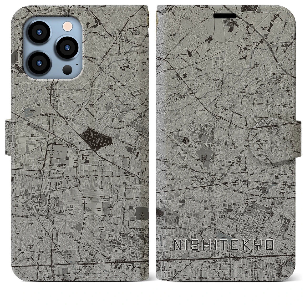 【西東京(東京都)】地図柄iPhoneケース(手帳タイプ)