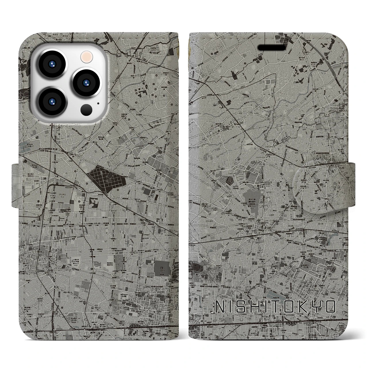 【西東京(東京都)】地図柄iPhoneケース(手帳タイプ)