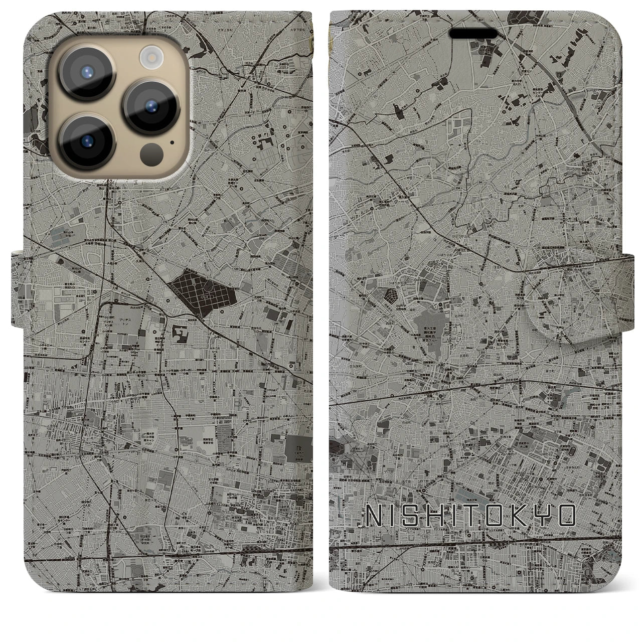 【西東京(東京都)】地図柄iPhoneケース(手帳タイプ)