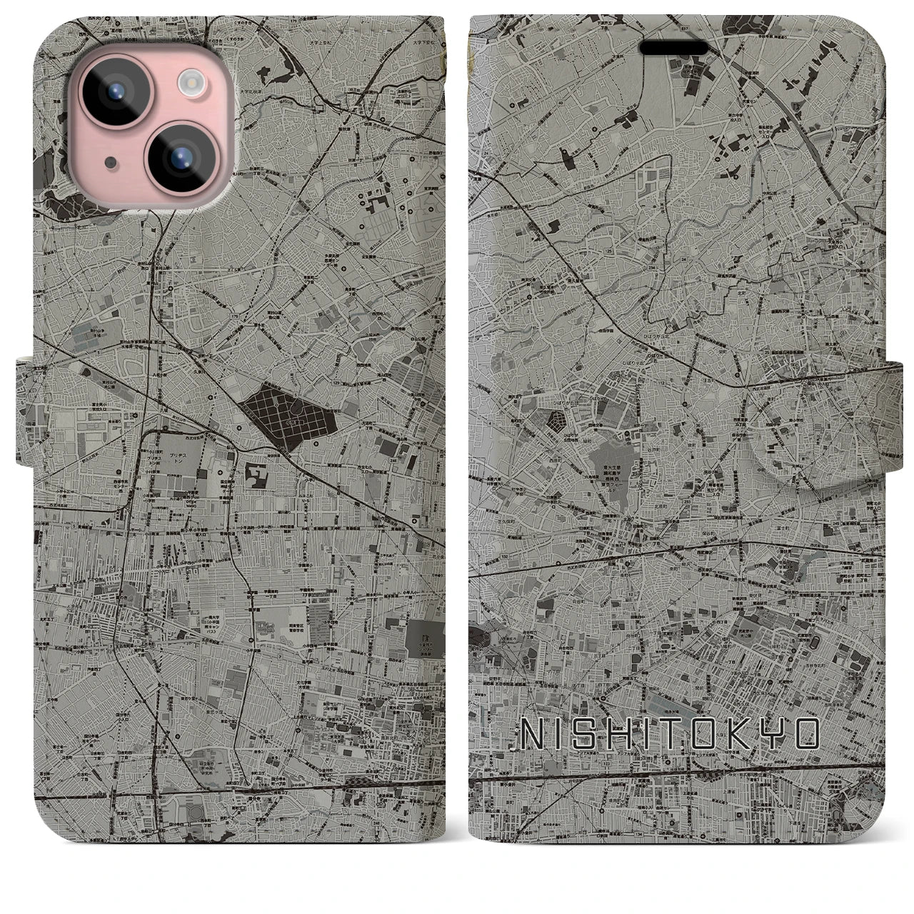 【西東京(東京都)】地図柄iPhoneケース(手帳タイプ)