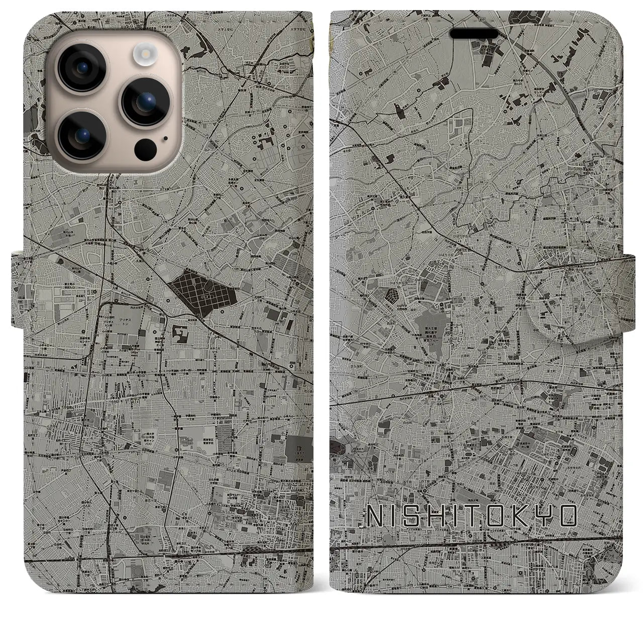 【西東京(東京都)】地図柄iPhoneケース(手帳タイプ)