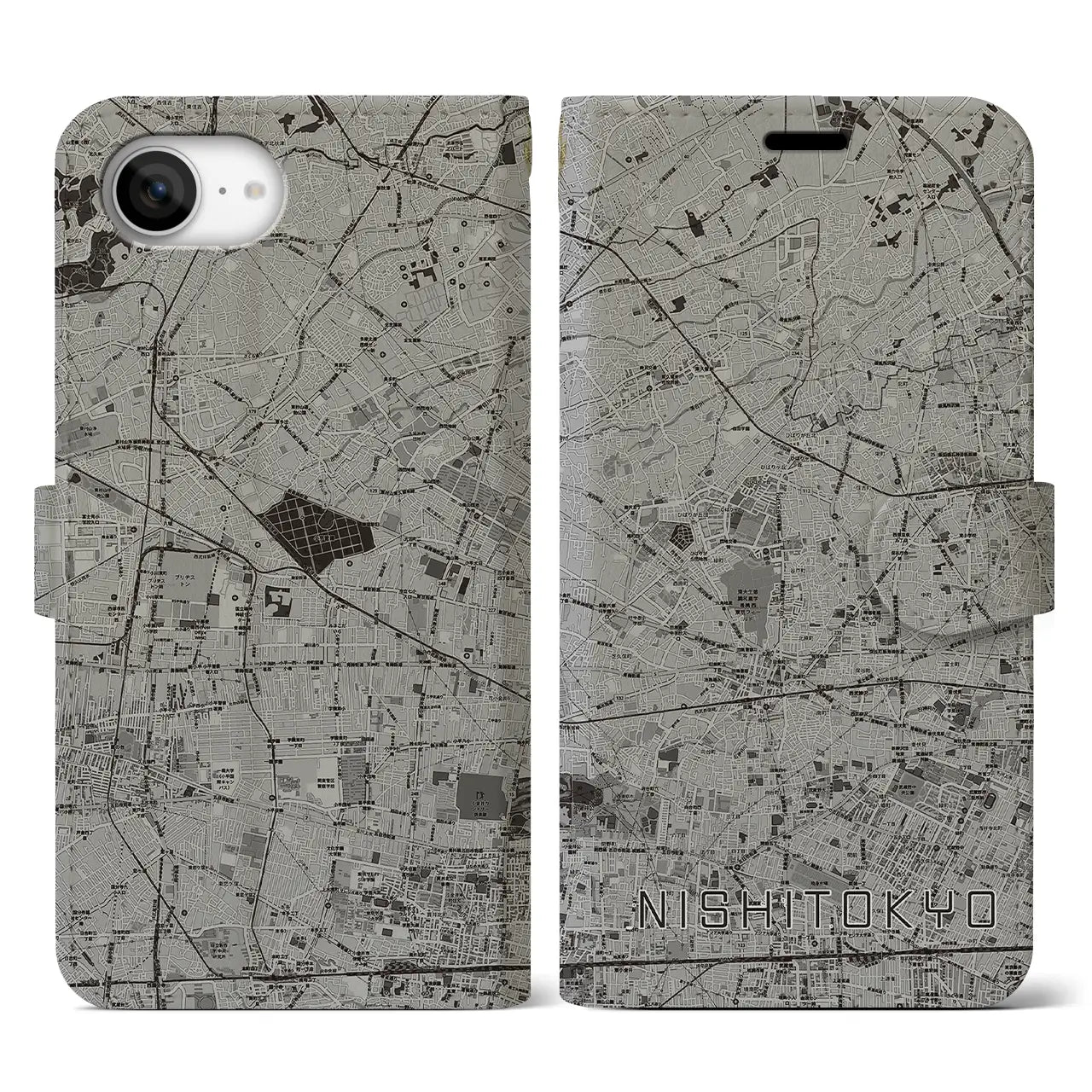 【西東京(東京都)】地図柄iPhoneケース(手帳タイプ)