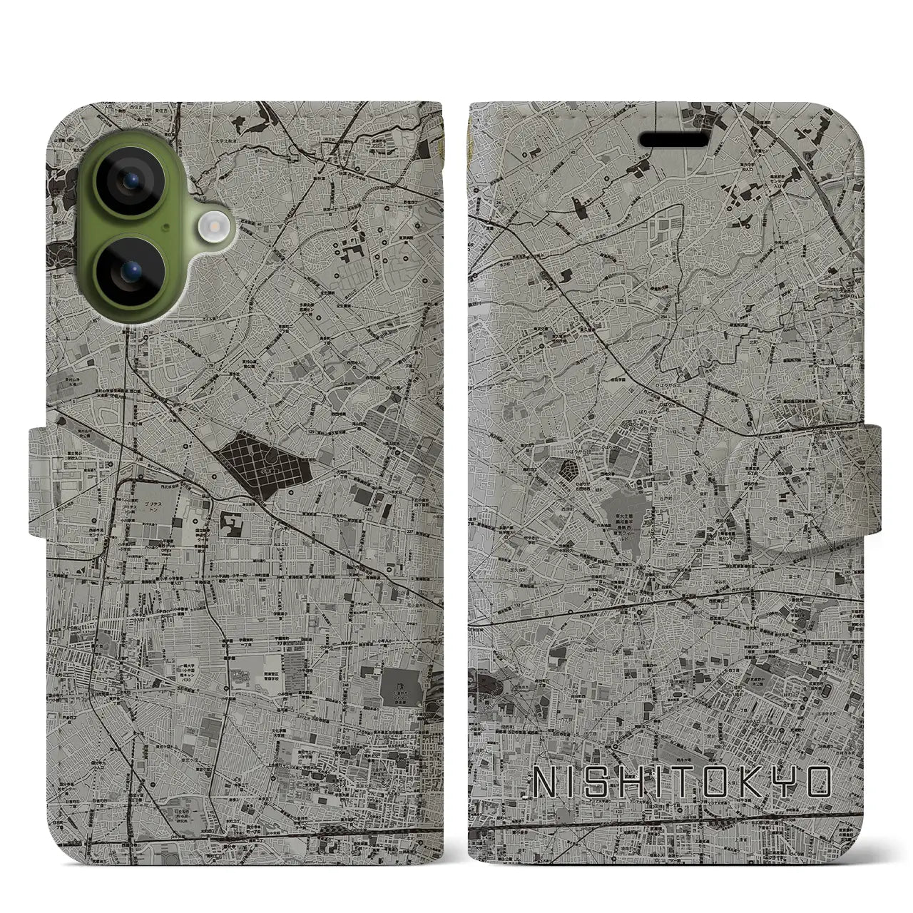 【西東京(東京都)】地図柄iPhoneケース(手帳タイプ)