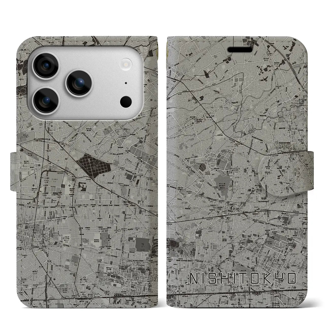 【西東京(東京都)】地図柄iPhoneケース(手帳タイプ)