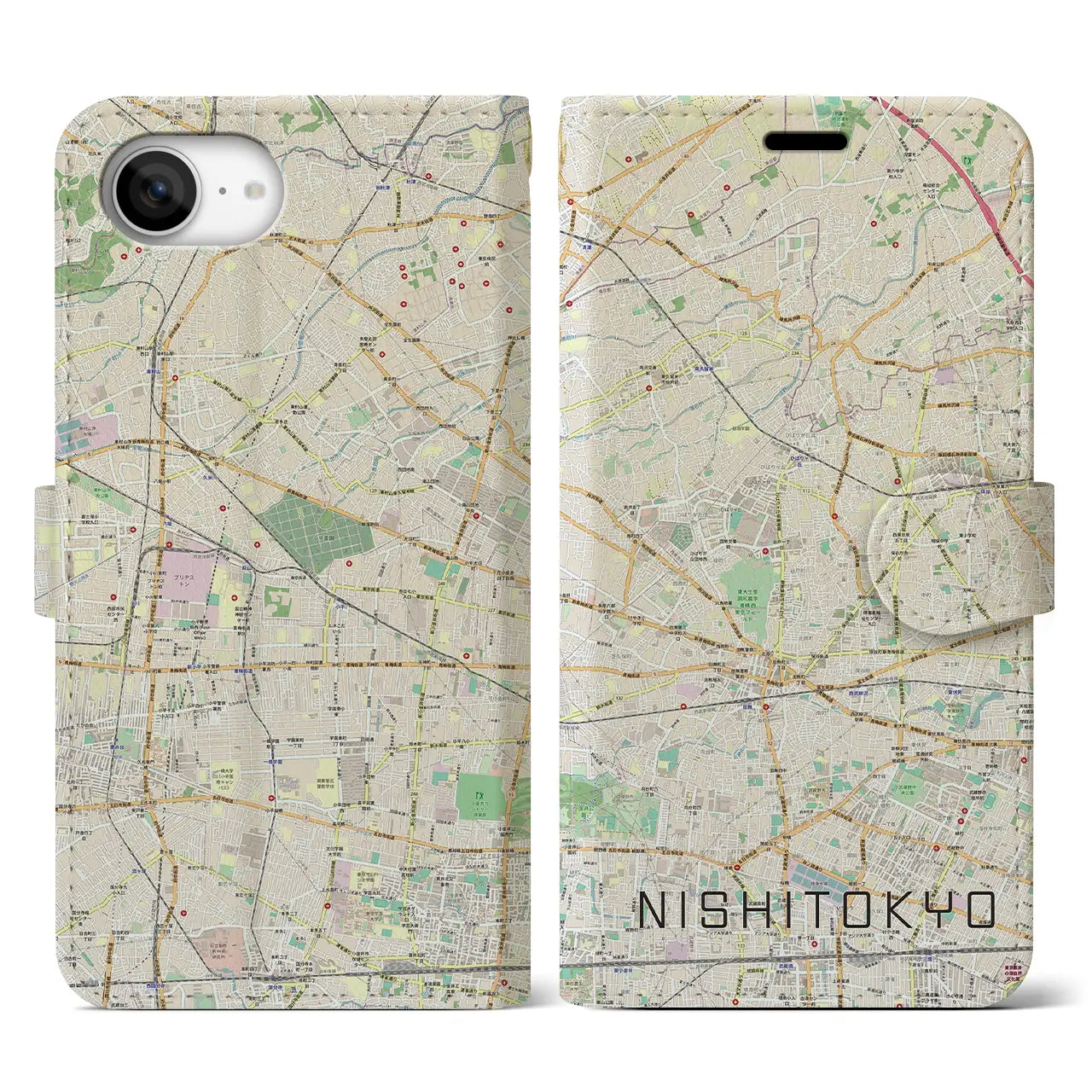 【西東京(東京都)】地図柄iPhoneケース(手帳タイプ)