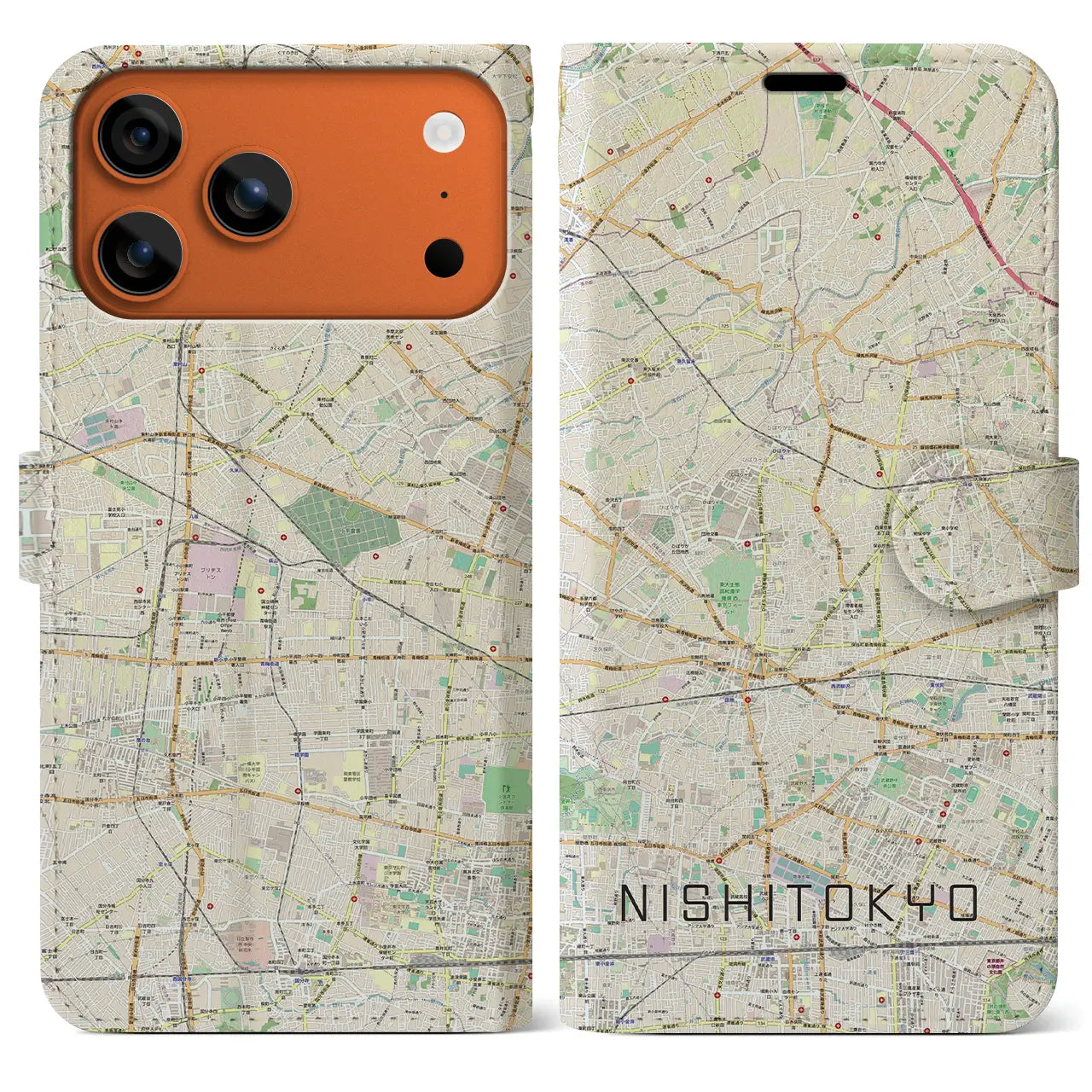 【西東京(東京都)】地図柄iPhoneケース(手帳タイプ)